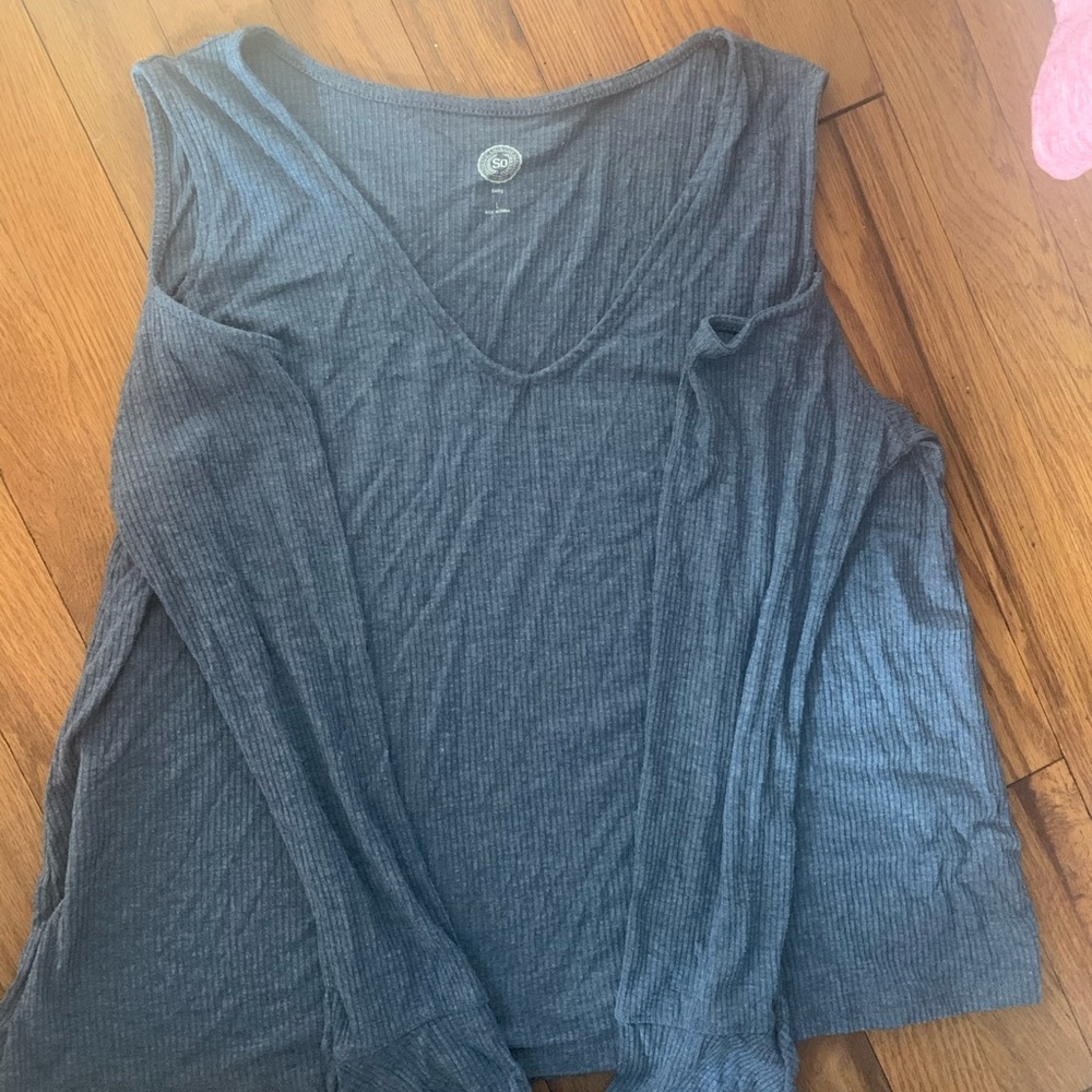 SO blue open shoulder top